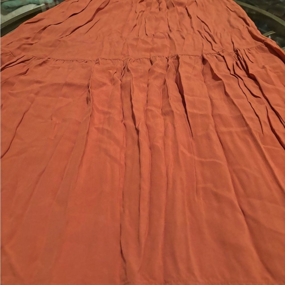 Orange Pleated A-Line Maxi Skirt & Crop top set